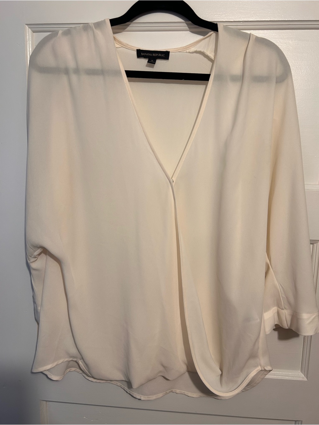 Banana Republic Cream V-Neck Draped Blouse